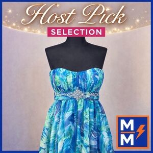 Alison Ayres Satin Rouge Strapless Beaded Cocktail Dress ⭐ Host Pick Selection